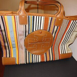 Tory Burch Ella Webbing Multi-Colored Large Patchwork Tote